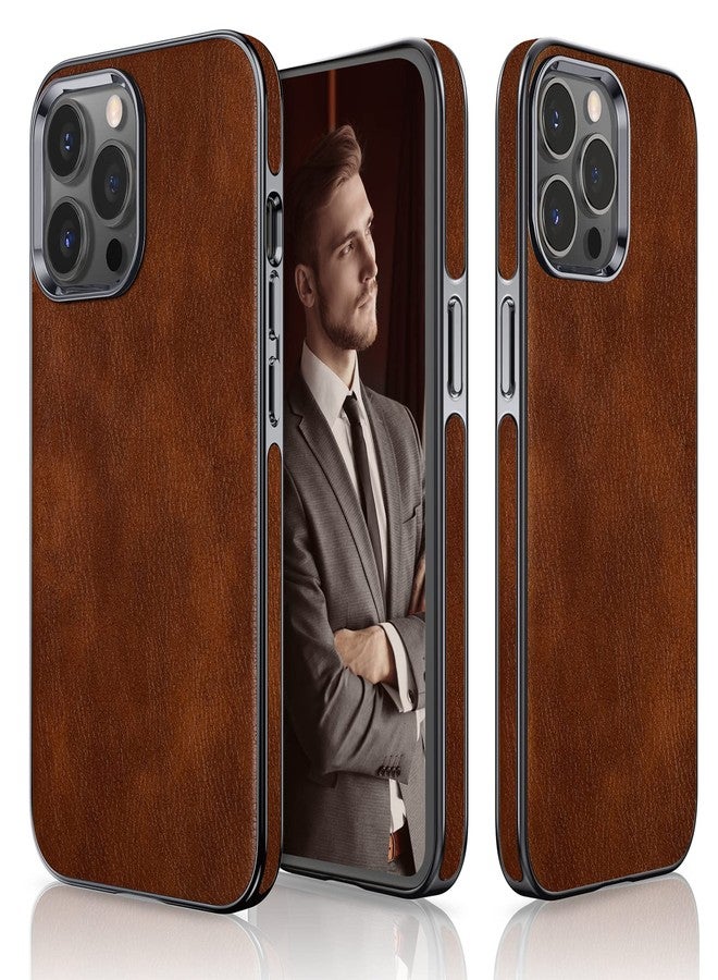 LOHASIC جراب LOHASIC متوافق مع iPhone 13 Pro، مصنوع من الجلد الفاخر، بتصميم أنيق ونحيف، مناسب للأعمال، يوفر حماية كلاسيكية ضد الصدمات، مع قبضة ناعمة، مناسب للرجال والنساء، متوافق مع iPhone 13 Pro 6.1 بوصة (إصدار 2021) - بني داكن - Image 1